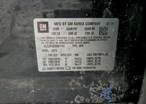 2019 Chevrolet Trax 1Lt from USA, damaged, VIN KL7CJPSB2KB871181